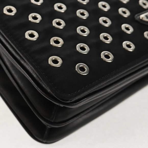 PRADA Chain Shoulder Bag Nylon Black Silver 1BD009 Auth 145246M - Picture 4 of 16